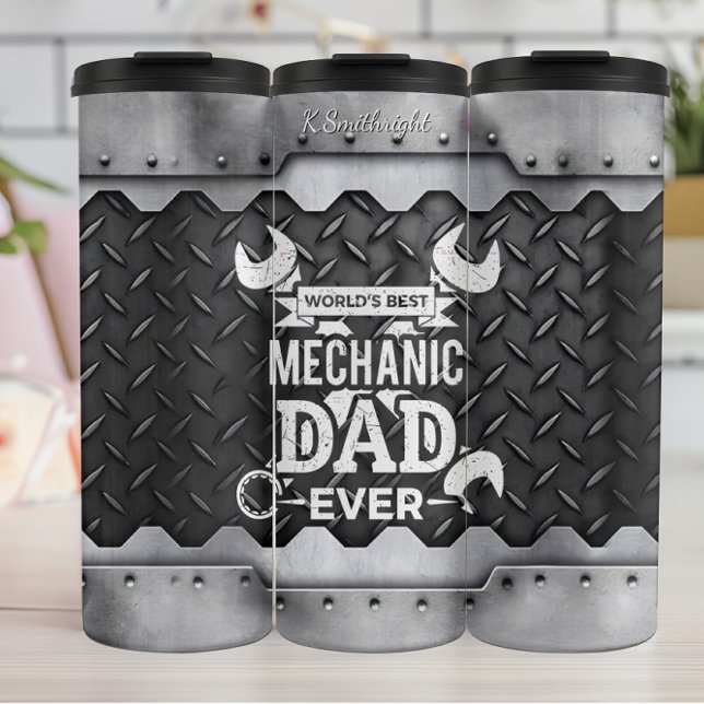 Der weltweit beste mechanische Vater aller Zeiten Thermosbecher (Von Creator hochgeladen)