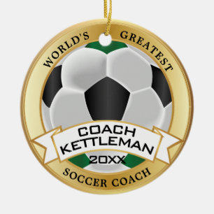 Der weltweit größte Fußball-Trainer Grün, Schw Keramik Ornament