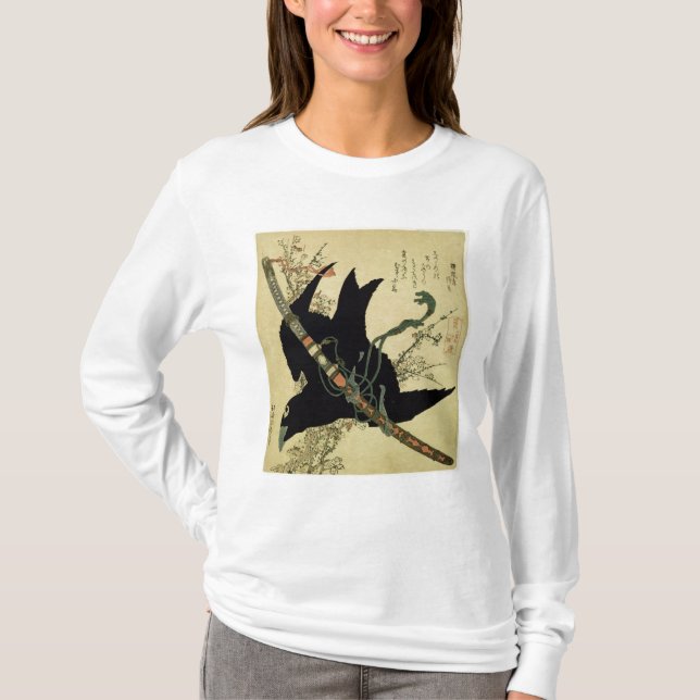 Der wenige Rabe mit der Minamoto Clanklinge T-Shirt (Vorderseite)