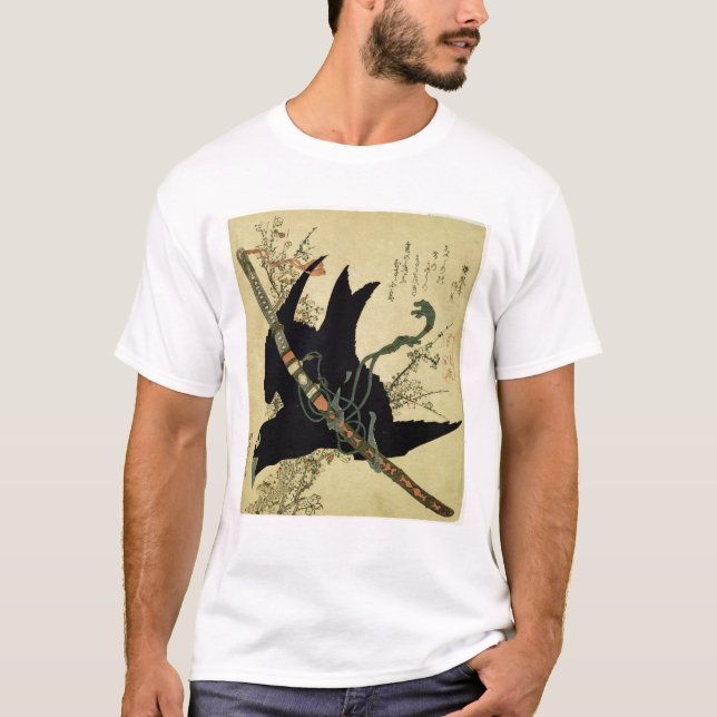 Der wenige Rabe mit der Minamoto Clanklinge T-Shirt (Vorderseite)