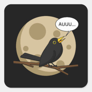 Der Werebird - der Blackbird im Mond-Comic Quadratischer Aufkleber