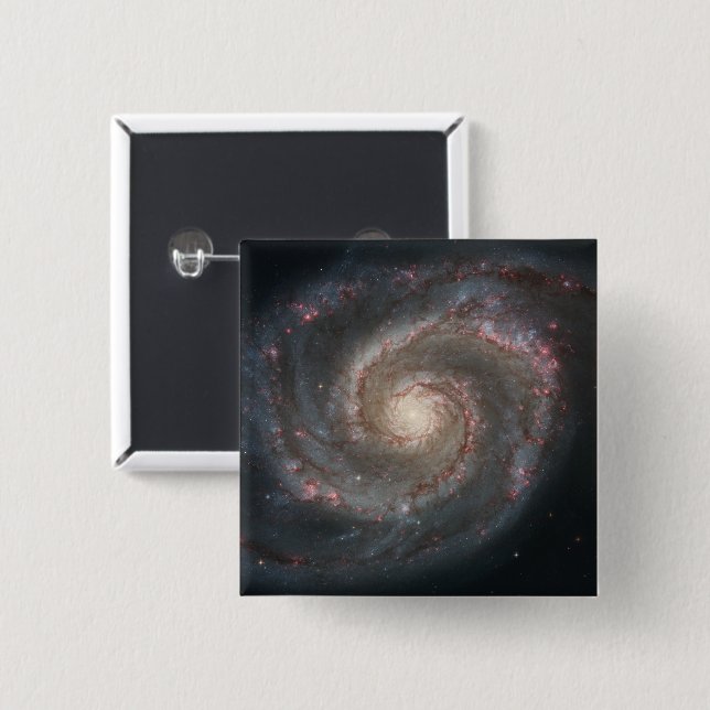 Der Whirlpool Galaxy M51 & Companion im Weltraum Button (Vorne & Hinten)
