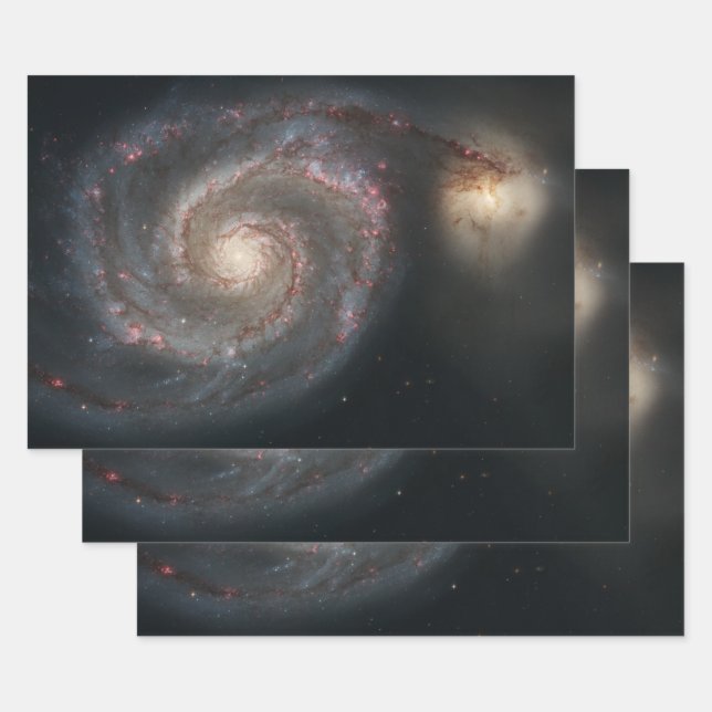 Der Whirlpool Galaxy M51 & Companion im Weltraum Geschenkpapier Set (Set)