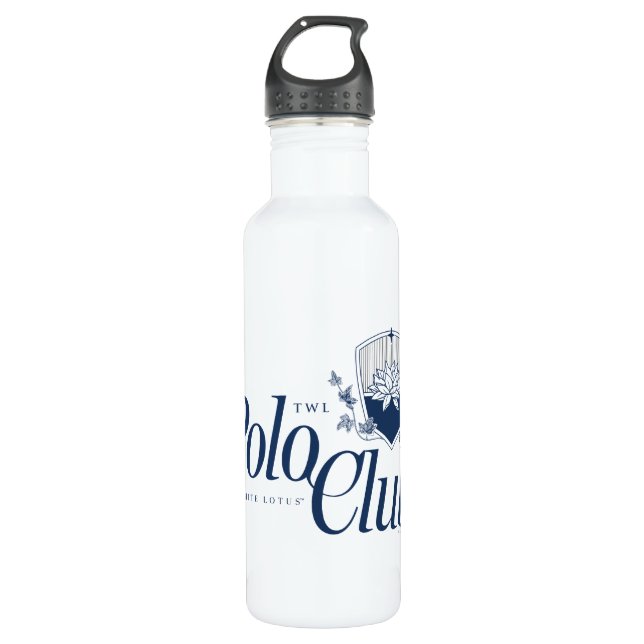 Der White Lotus Polo Club Edelstahlflasche (Vorderseite)