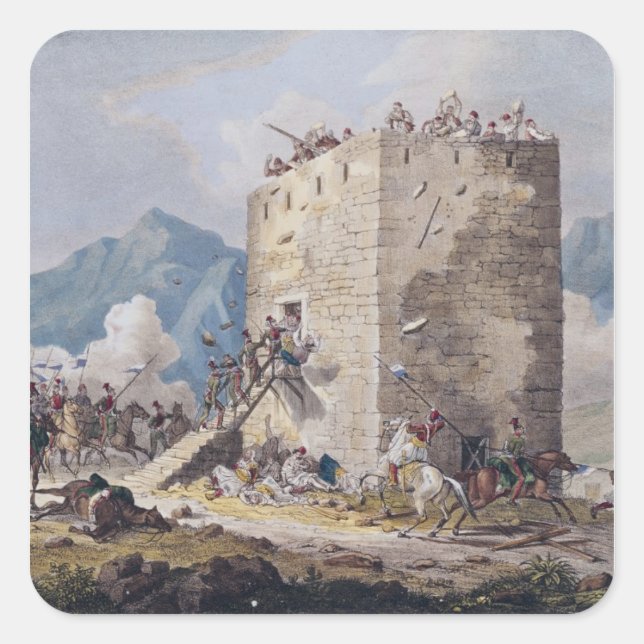 Der Widerstand von vierzig griechischen Rebellen Quadratischer Aufkleber (Vorderseite)