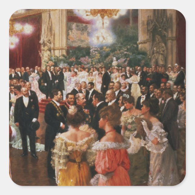 Der Wiener Ball Quadratischer Aufkleber (Vorderseite)
