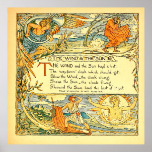 Der Wind und die Sonne 1887 Walter Crane Poster