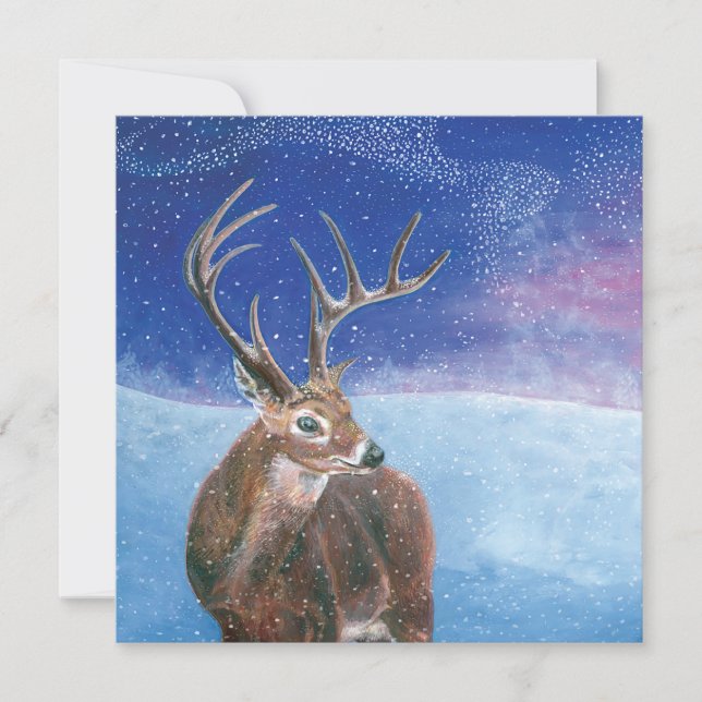 Der Winter des Roten Hirsches (Cervus elaphus) Karte (Vorderseite)