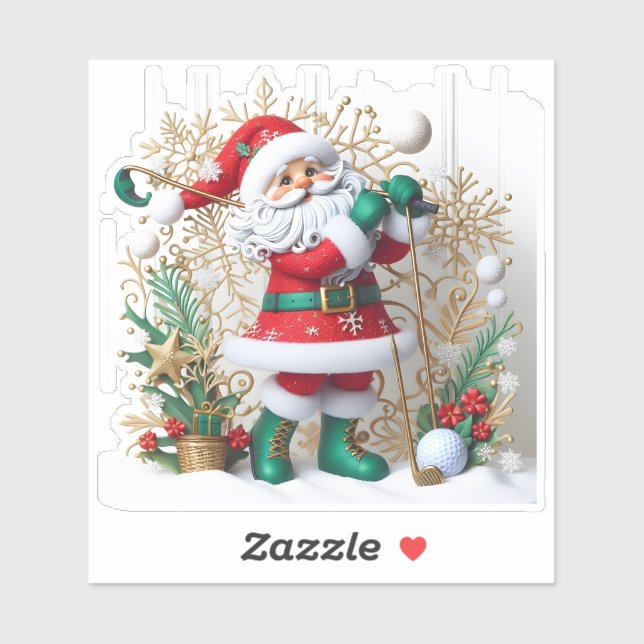 Der Winter-Golfschwung des Weihnachtsmanns Aufkleber (Blatt)