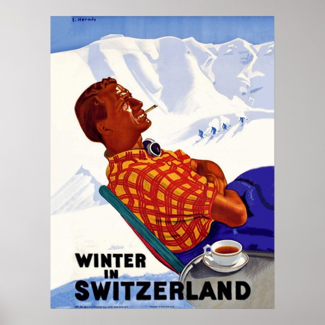 Der Winter in der Schweiz genießt die Sonne Poster (Vorne)
