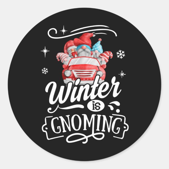 Der Winter ist der Weihnachtsgnome der Trolle Runder Aufkleber (Vorderseite)