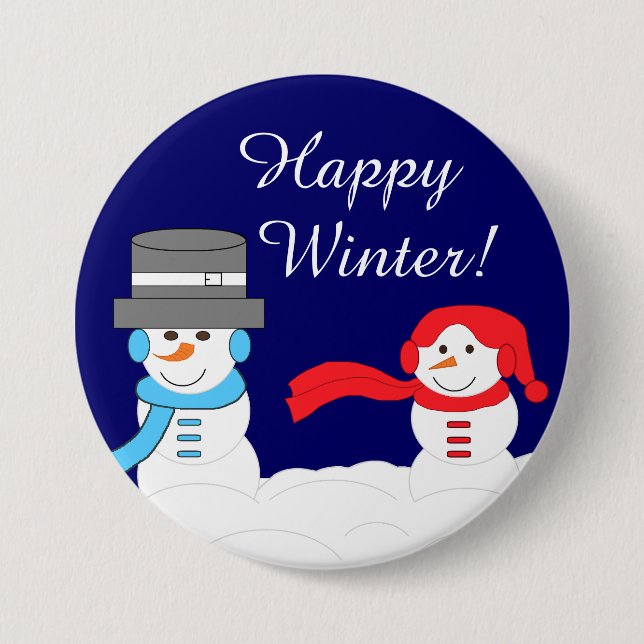 Der Winter ist ziemlich schneereich:  Dunkelblau Button (Vorderseite)
