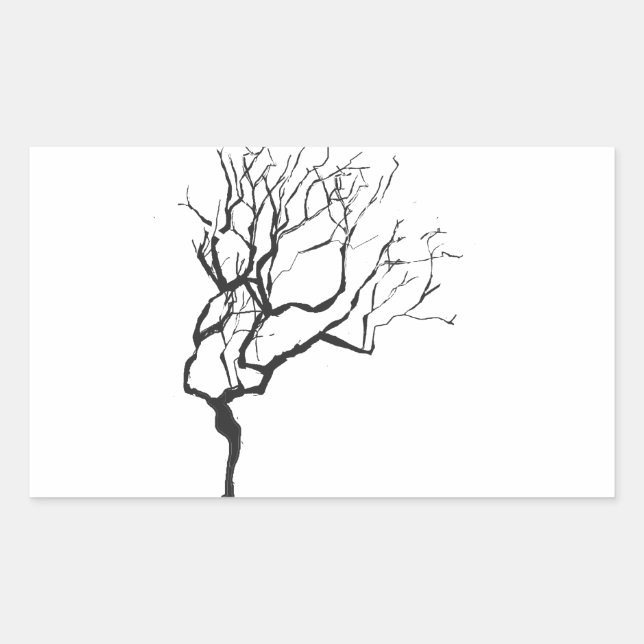 Der Winter kommt zum Trendy Wintery Nature Tree Rechteckiger Aufkleber (Vorderseite)