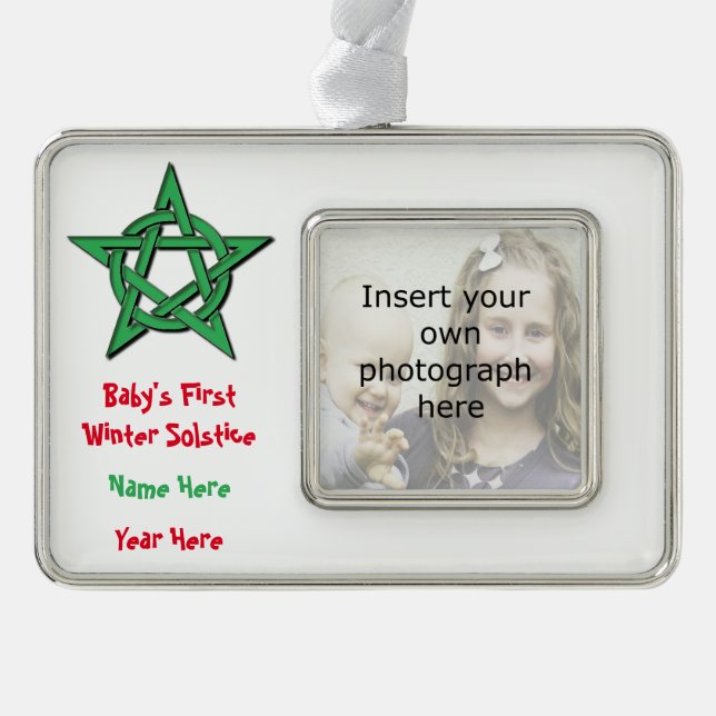 Der Winter-Sonnenwende-Andenken-Verzierung Wicca Rahmen-Ornament Silber (Vorderseite)