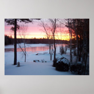 Der Winter Sunrise reflektiert den See Poster
