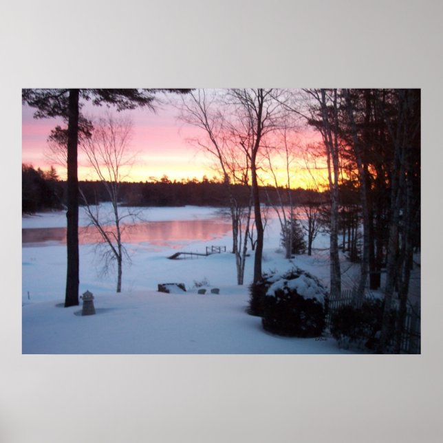 Der Winter Sunrise reflektiert den See Poster (Vorne)