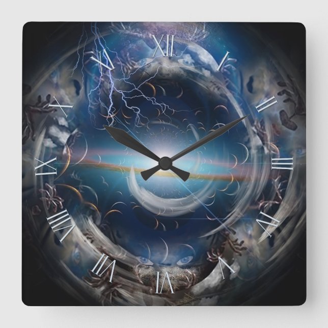 Der Wirrwarr der Wahnsinn Quadratische Wanduhr (Vorderseite)