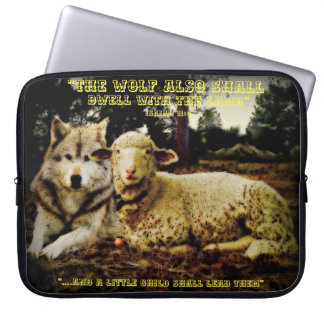"Der Wolf bleibt mit dem niederlegenden Lamm" Laptopschutzhülle