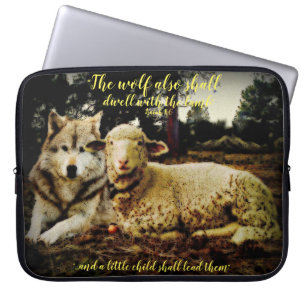 "Der Wolf bleibt mit dem niederlegenden Lamm" Laptopschutzhülle