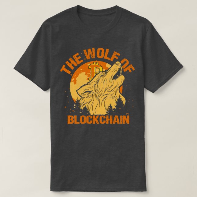 Der Wolf der Blockchain Funny Bitcoin Wall Street  T-Shirt (Design vorne)