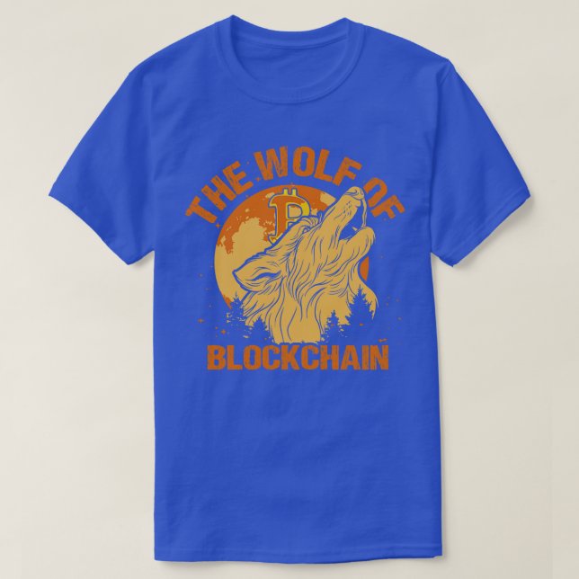 Der Wolf der Blockchain Funny Bitcoin Wall Street  T-Shirt (Design vorne)
