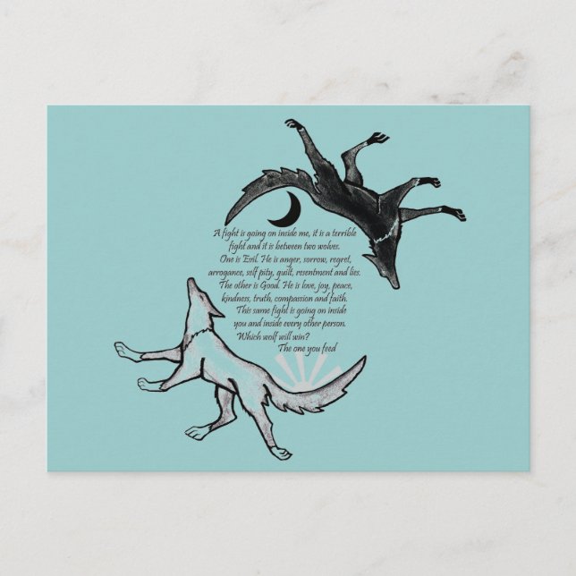 Der Wolf, der Füttre Postkarte (Vorderseite)