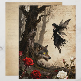 Der Wolf und das Feen Scrapbook Papier