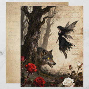 Der Wolf und das Feen Scrapbook Papier