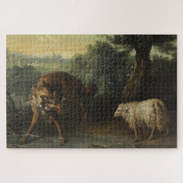 Der Wolf und das Lamm (von Jean-Baptiste Oudry) (Horizontal)
