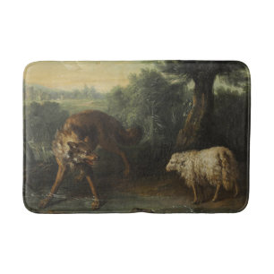 Der Wolf und das Lamm (von Jean-Baptiste Oudry) Badematte