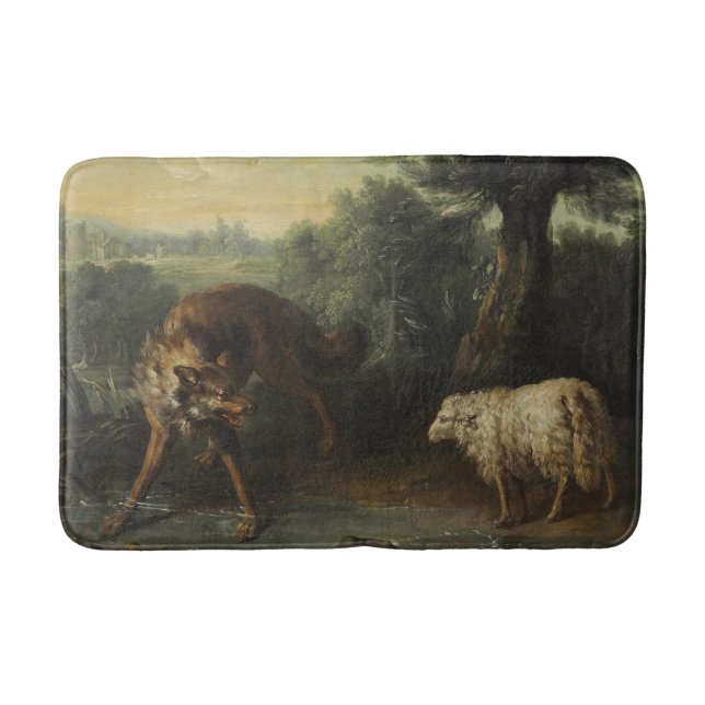 Der Wolf und das Lamm (von Jean-Baptiste Oudry) Badematte (Vorderseite)