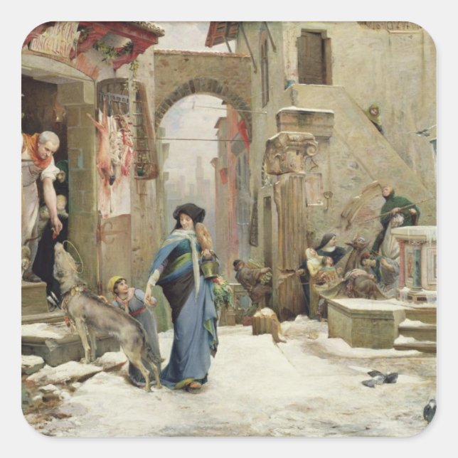 Der Wolf von Gubbio, 1877 Quadratischer Aufkleber (Vorderseite)