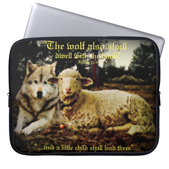 "Der Wolf wird mit dem Lämmer wohnen", das Laptopschutzhülle (Vorderseite)