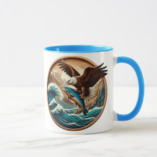 Der wunderbare Adler schlummert hinunter zum Fisch Tasse