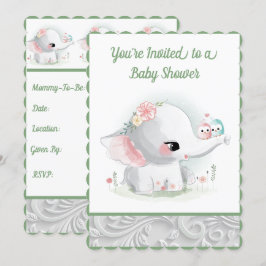 Der wunderschöne weiße Baby Boy oder Girl Elephant Einladung