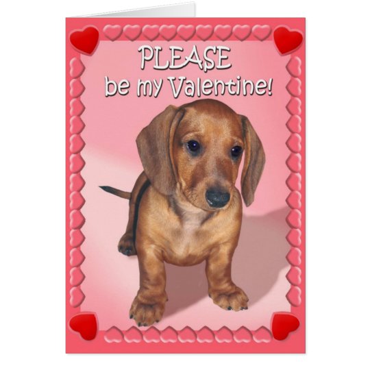 Der Wunsch eines Dackel-Welpen für Valentinstag Karte