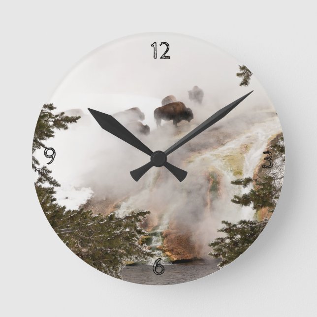 Der Yellowstone Nationalpark ist Phantastisch! Runde Wanduhr (Vorderseite)