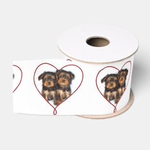 Der Yorkie des Valentinsgrußes Terrierhund 3" Ripsband