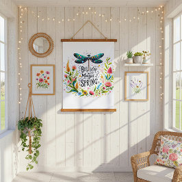 Der Zauber der Blumen des Frühlings Wandteppich Mit Holzrahmen