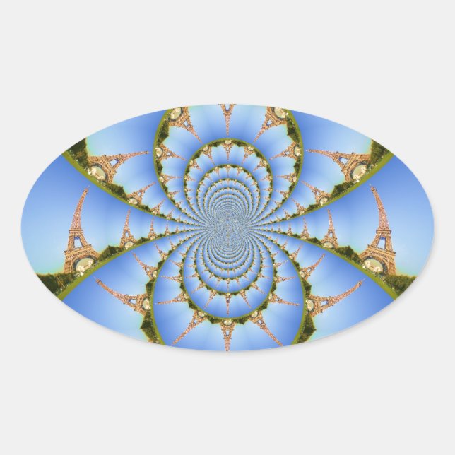 Der Zauber von Paris: Geometrisches Eiffelturm-Des Ovaler Aufkleber (Vorderseite)