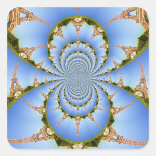Der Zauber von Paris: Geometrisches Eiffelturm-Des Quadratischer Aufkleber