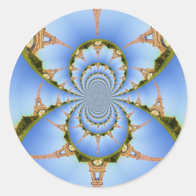 Der Zauber von Paris: Geometrisches Eiffelturm-Des Runder Aufkleber (Vorderseite)