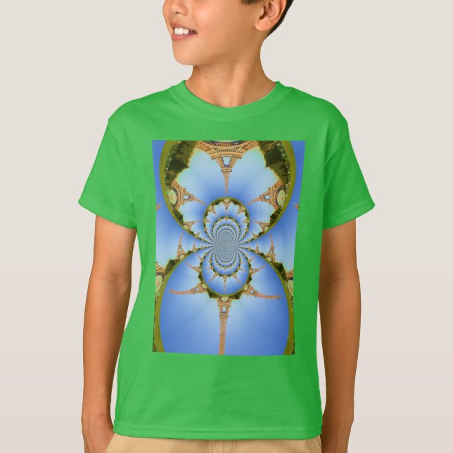 Der Zauber von Paris: Geometrisches Eiffelturm-Des T-Shirt (Vorderseite)