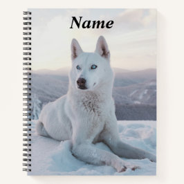 Der zauberhafte Weiße Husky-Hund im Schnee Notizbuch