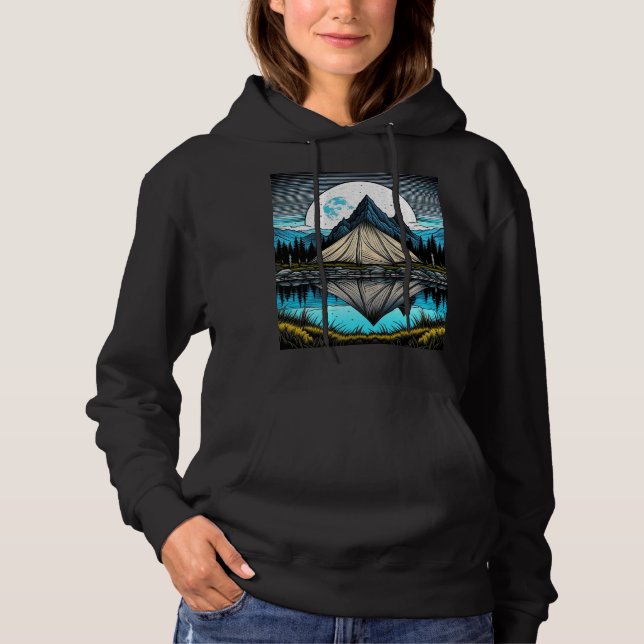 Der Zelt am See im Gebirge Hoodie (Vorderseite)