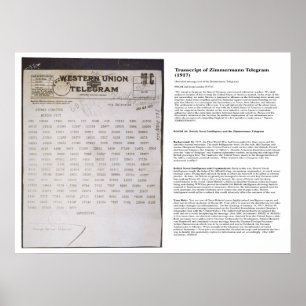 Der Zimmermann Telegramm Telegraph mit Transkript Poster