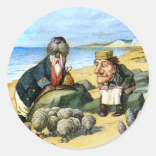 Der Zimmermann und das Walross im Wunderland Runder Aufkleber