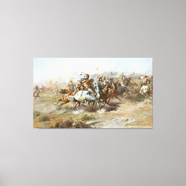 Der Zoll kämpft gegen Charles Marion Russell Leinwanddruck (Vorderseite)