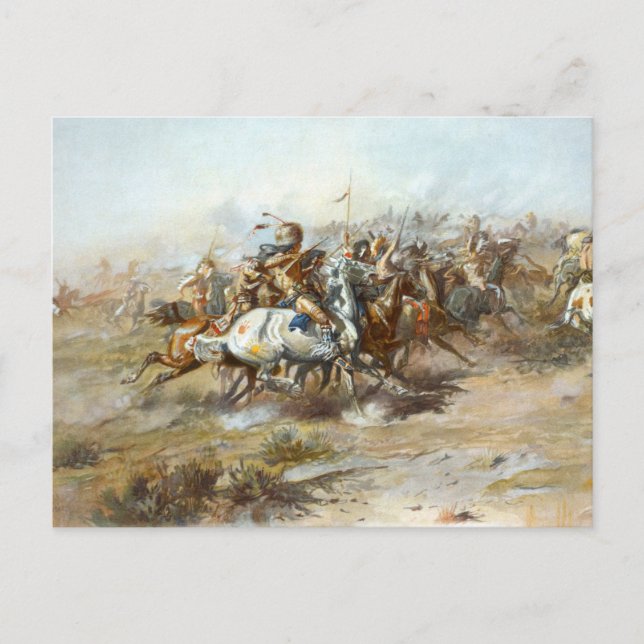 Der Zoll kämpft gegen Charles Marion Russell Postkarte (Vorderseite)