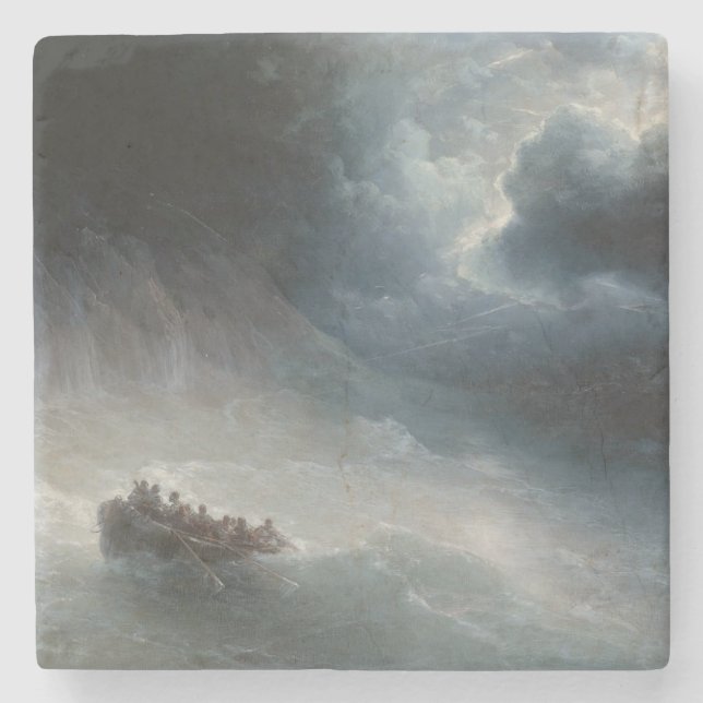 Der Zorn der Meere (von Ivan Aivazovsky) Steinuntersetzer (Vorderseite)